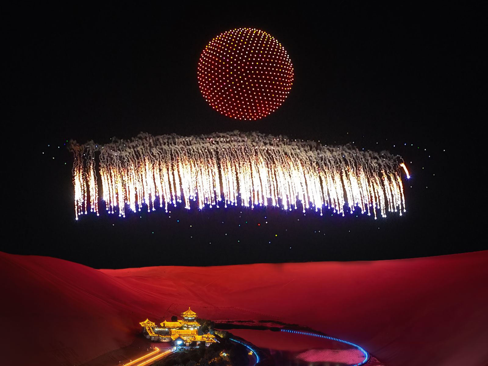 Firework and drone firework scene 4